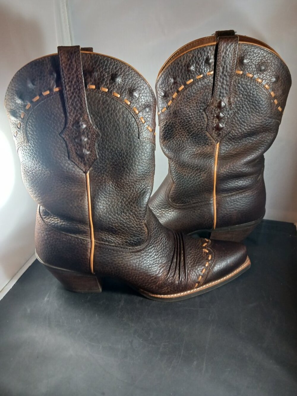 Ariat Dixie Women Brown Rowdy Oiled Leather Western Cowgirl Boots Size 10